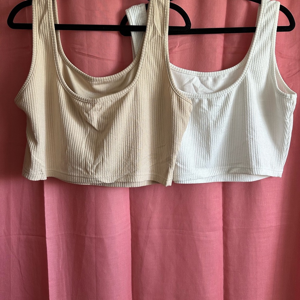 Ribbed Tank Tops in Tan and Cream